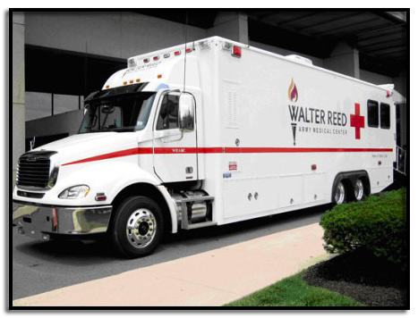 The US Army introduces the new Patient Evacuation Vehicle during unveiling ceremony at Walter Reed Army Medical Center.   